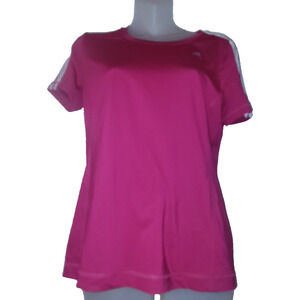 adidas Women's Pink Climalite Striped Short Sleeve T Shirt Size M BG13